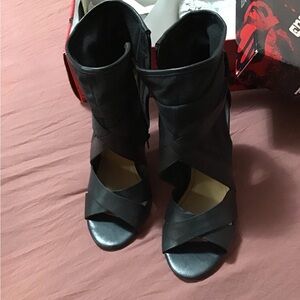 Fergalicious Black Ankle Booties with Cutout Design